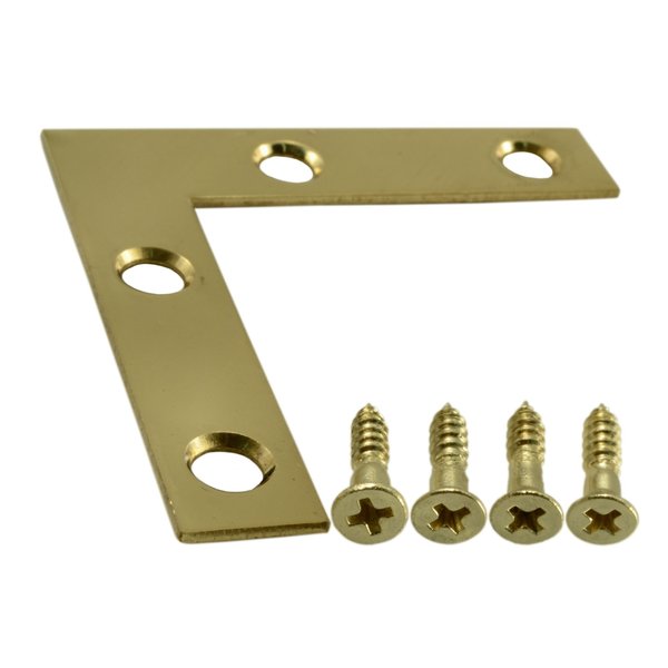 Midwest Fastener 3/8" x 2" Solid Brass Flat Corner Brace 5PK 37203
